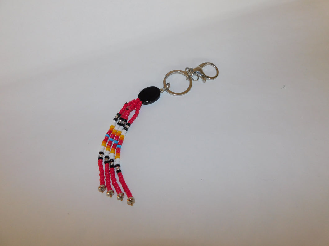 Red with black stone landyard