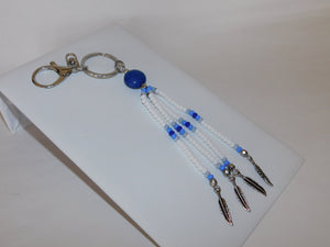 Short landyard with navy blue stone